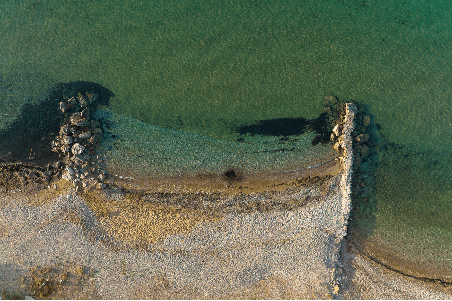 Aerial photo of the private beach nearby